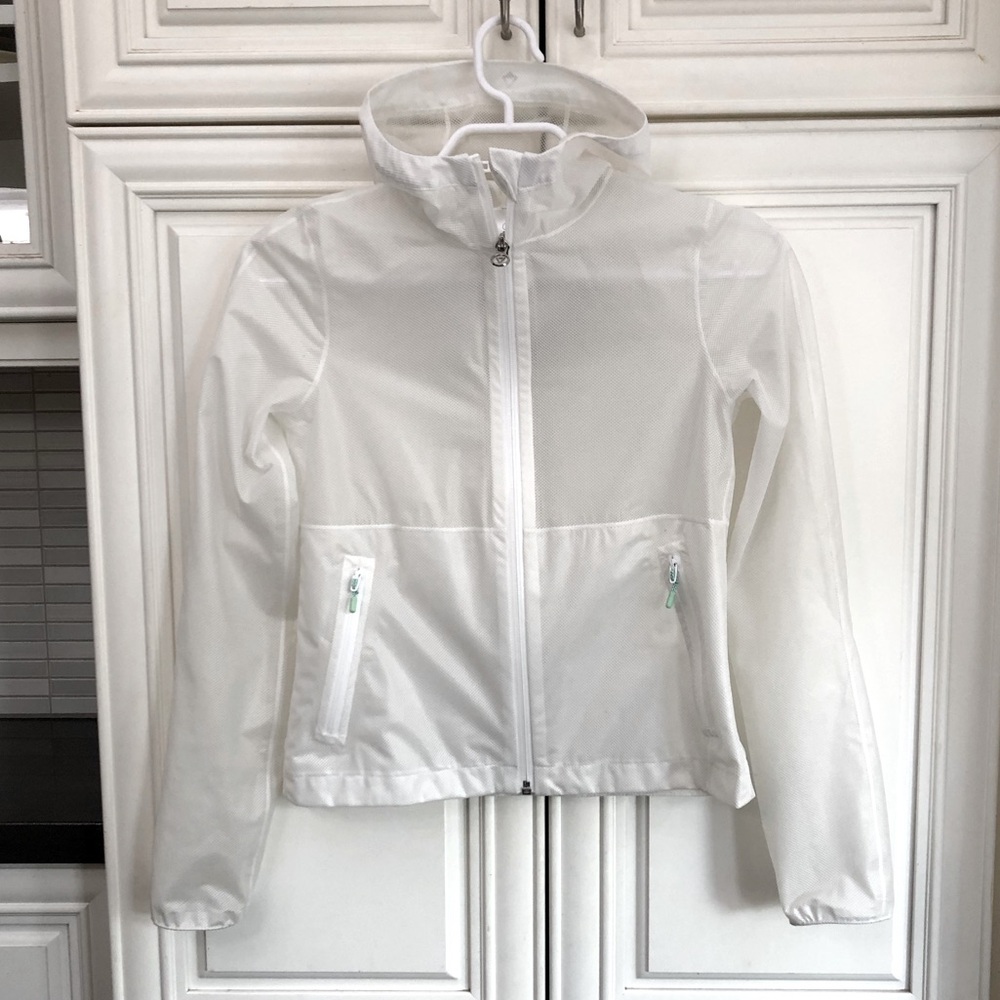 EUC Ivivva girl’s hooded rain jacket